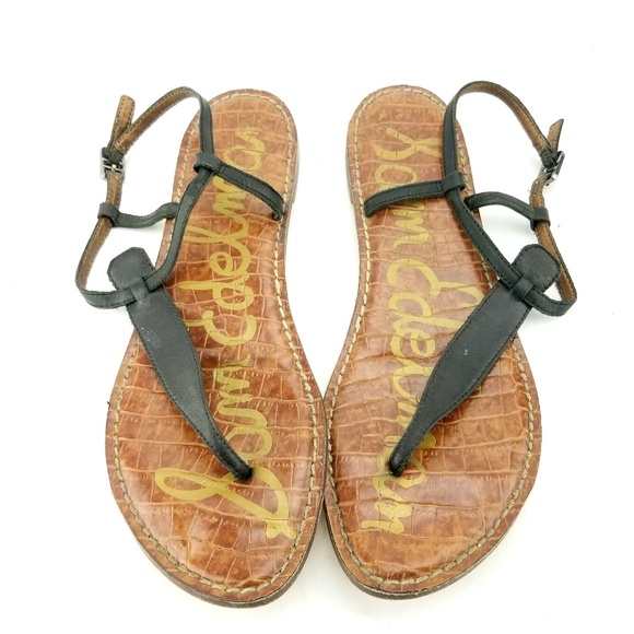 Sam Edelman Leather Gigi Sandals Black Sz 9 NA13 - Picture 1 of 7
